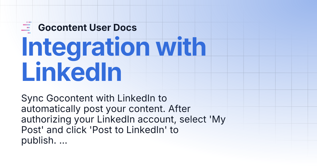 Integration with LinkedIn | Gocontent User Docs