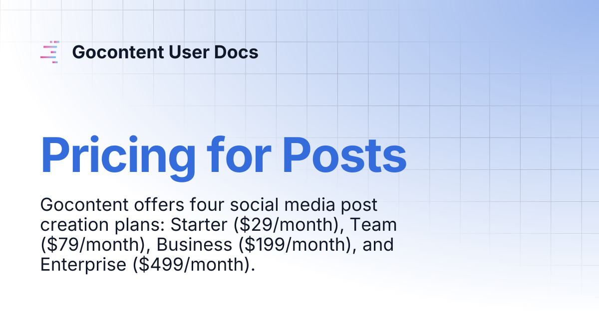Pricing for Posts | Gocontent User Docs
