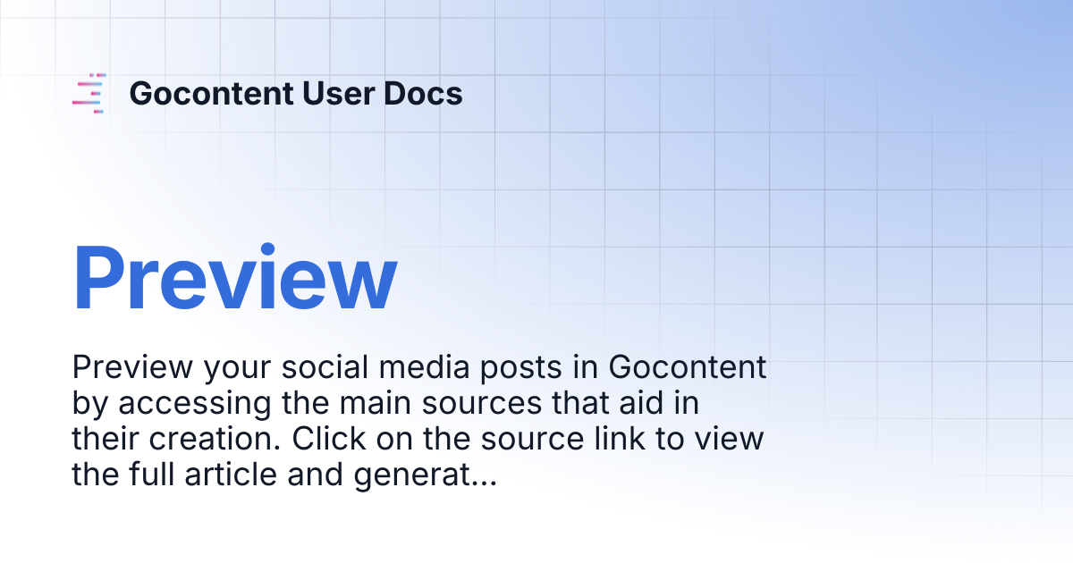 Preview | Gocontent User Docs