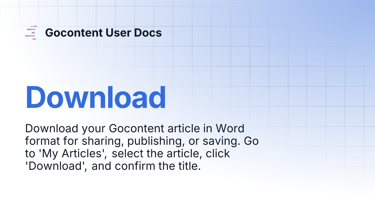 Download | Gocontent User Docs