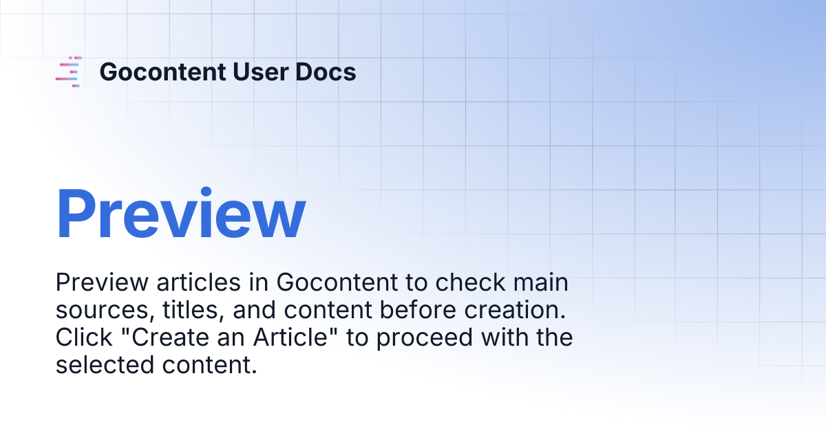 Preview | Gocontent User Docs