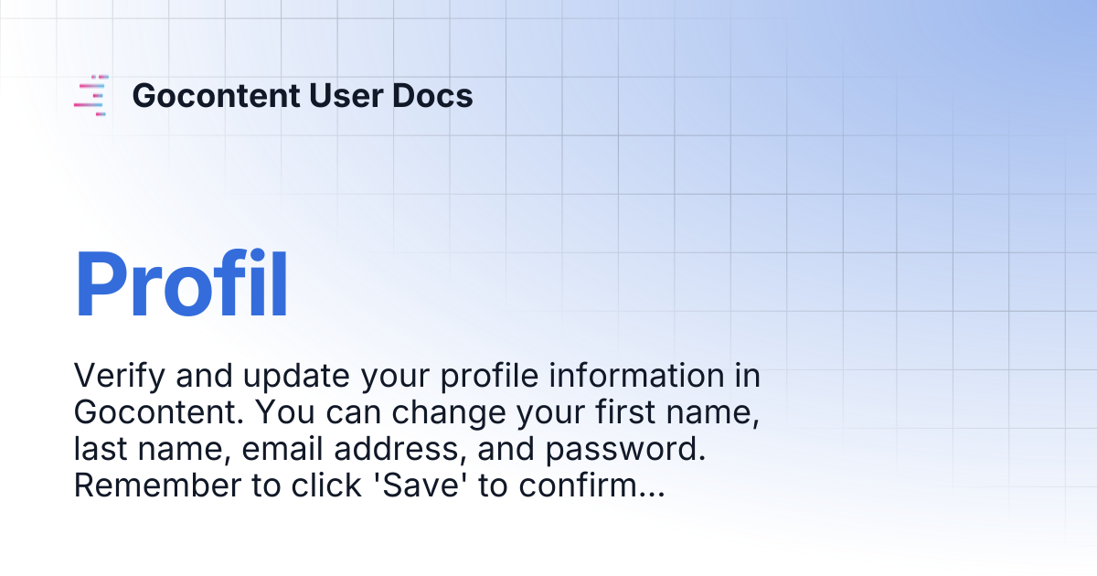 Profil | Gocontent User Docs
