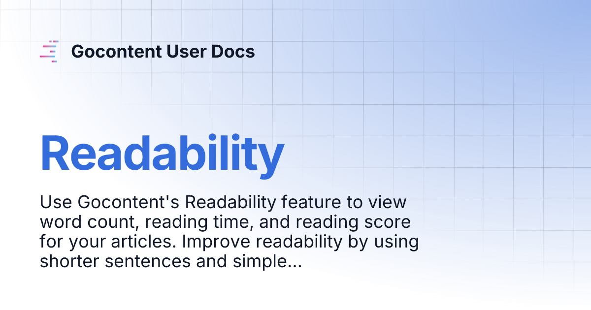 Readability | Gocontent User Docs