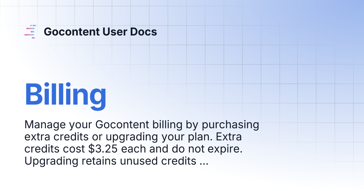 Billing | Gocontent User Docs