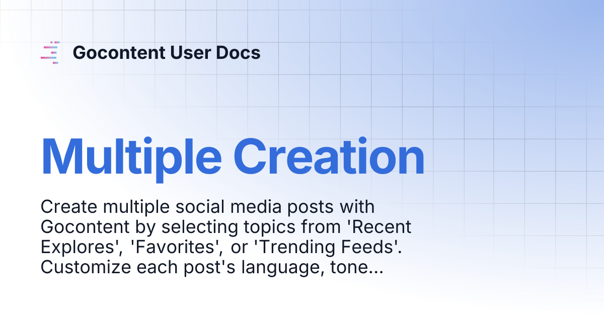 Multiple Creation | Gocontent User Docs