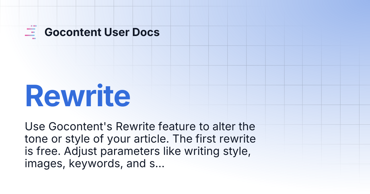 Rewrite | Gocontent User Docs